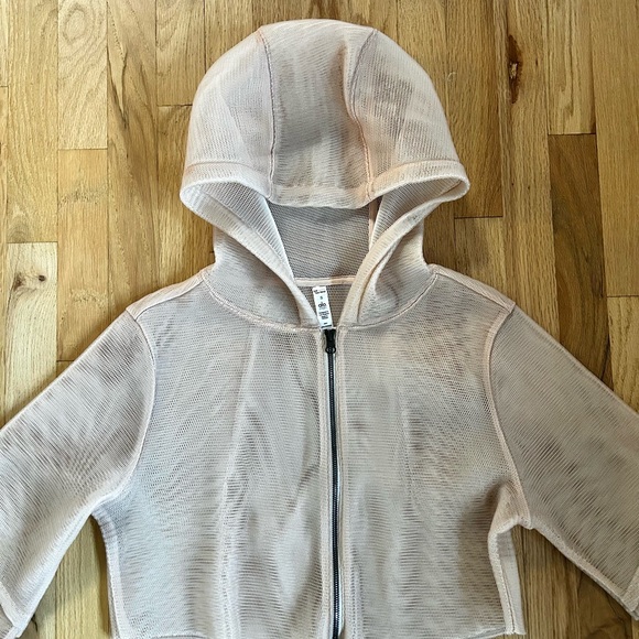 ALO YOGA mode jacket mesh cropped zip up hoodie nectar pristine size S - Picture 6 of 12